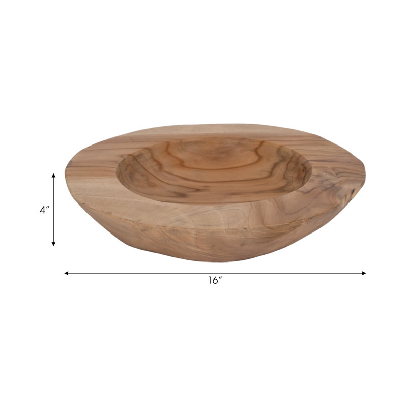 Handcrafted Earthy Paulownia Wood Decorative Bowl Set - 19.8"