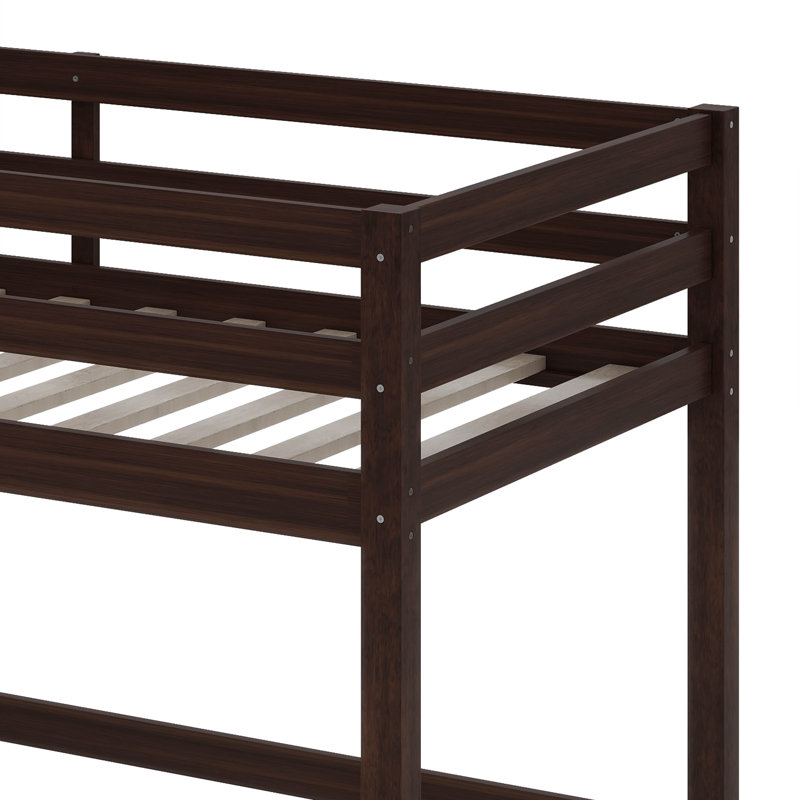 Wood Loft Bed Twin Size With Desk, Loft Bed With Rails
