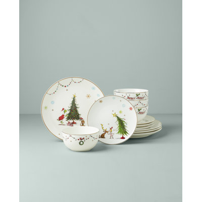 Lenox Merry Grinchmas 12-piece Dinnerware Set In Green