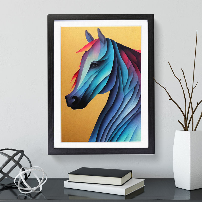 Abstract Horse No.2 - Single Picture Frame Print, Black, 64cm H x 46cm W x 2cm D