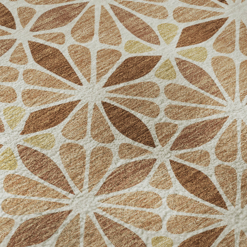 Premium Machine Washable Mayfield AMF2469 Geometric Rug, Copper, 3' x 5'
