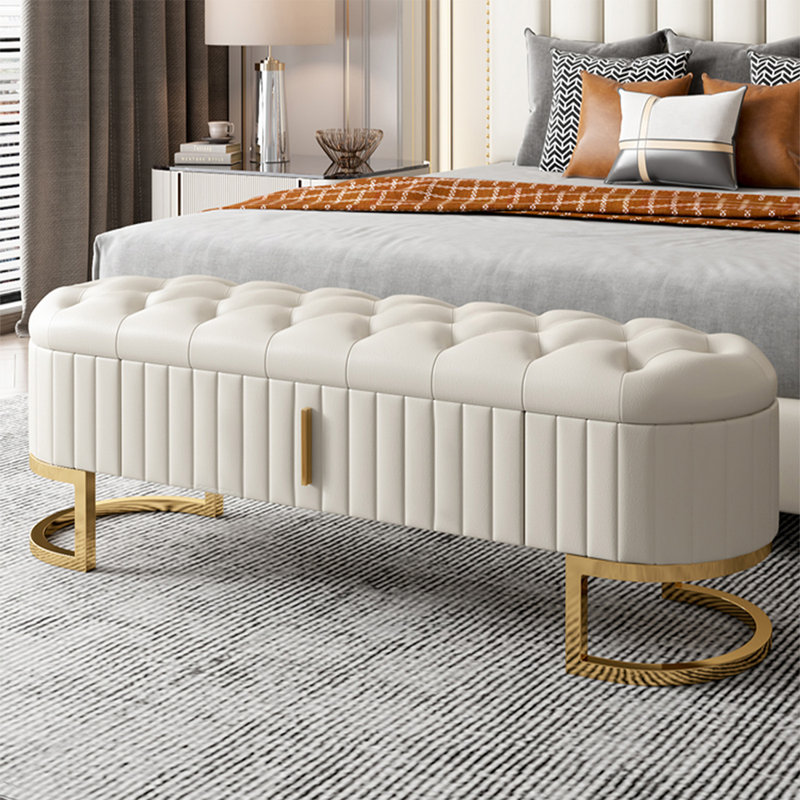 Banc rembourré blanc, White