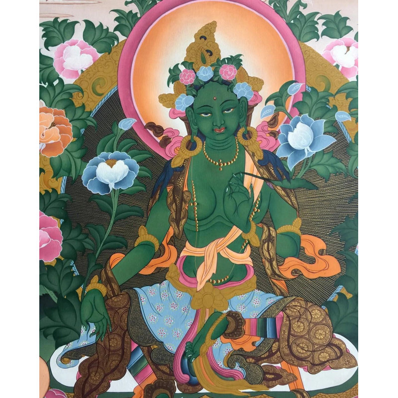 Vert Tara Thangka (Thangka sans brocart)