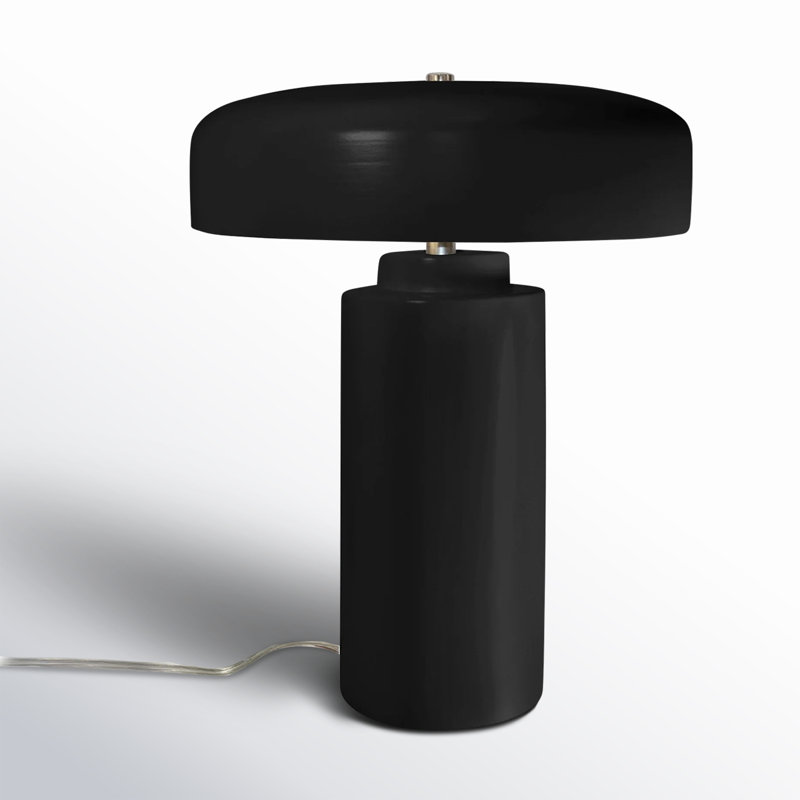 Hardacre Ceramic Table Lamp, Carbon Matte Black/Champagne Gold