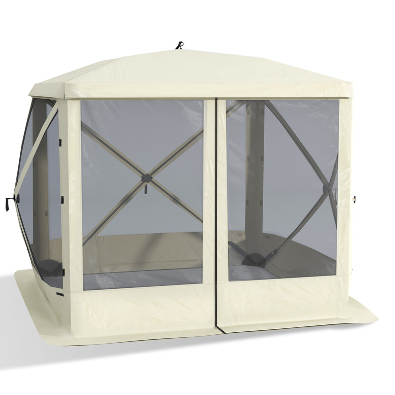 Outsunny Pop Up Camping Canopy Gazebo Screen Shelter Tent With Single Person Easy Set-Up, Beige