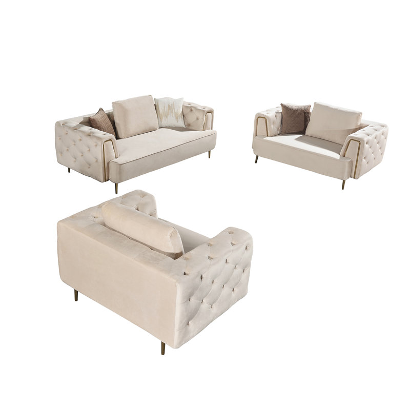Fauteuil en velours gris AED-D832, Velours crème