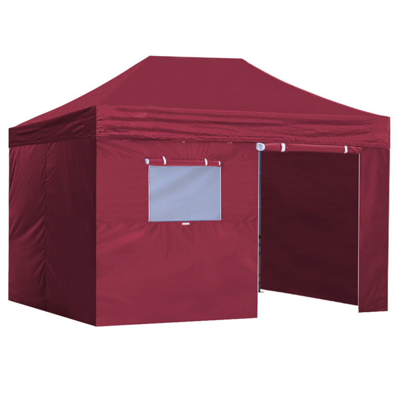 Amber-Lee 96'' W x 180'' D Steel Pop-Up Canopy, Burgundy, 10ft x 15ft