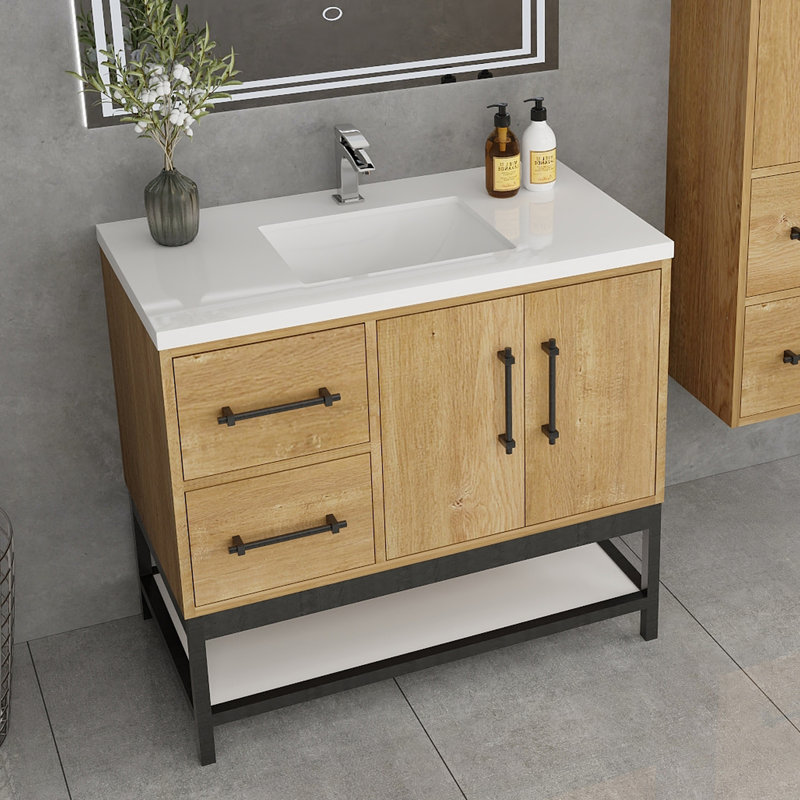 Meuble-lavabo simple avec plateau Victoria 23,7, Chêne