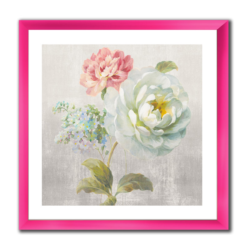 «Country Flower Bouquet», reproduction d'art sur toile, H 30 po x l 30 po x P 1 po, Encadré rose