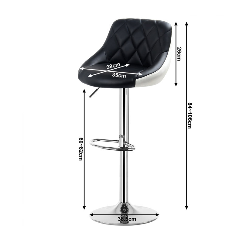 Dequay Swivel Bar Stool, Black/White