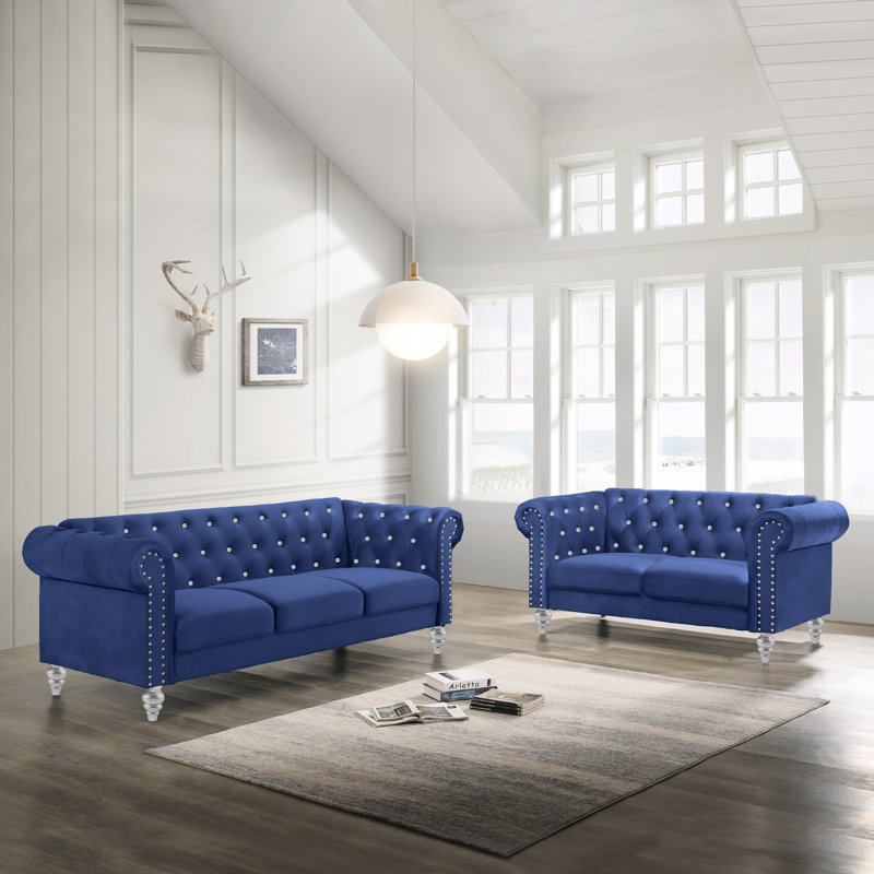 Ensemble de salon en velours Shondra, Velours gris
