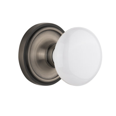 Rosette classique avec bouton de porte en porcelaine blanche