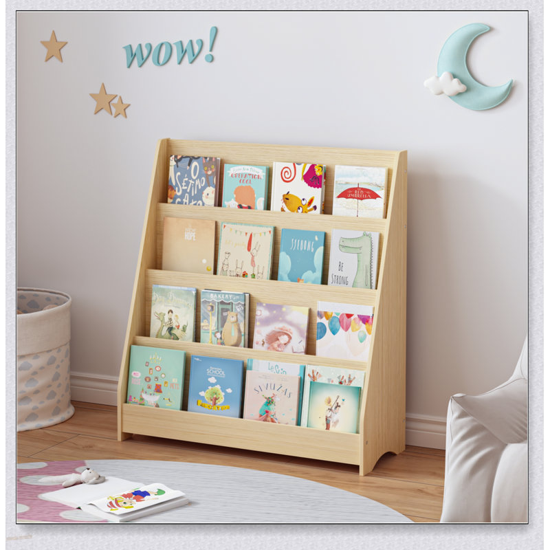 Bibliothèque à 4 niveaux pour enfants, présentoirs pour livres pour tout-petits, aide à organiser les chambres, les salles de jeux et les salles de classe
