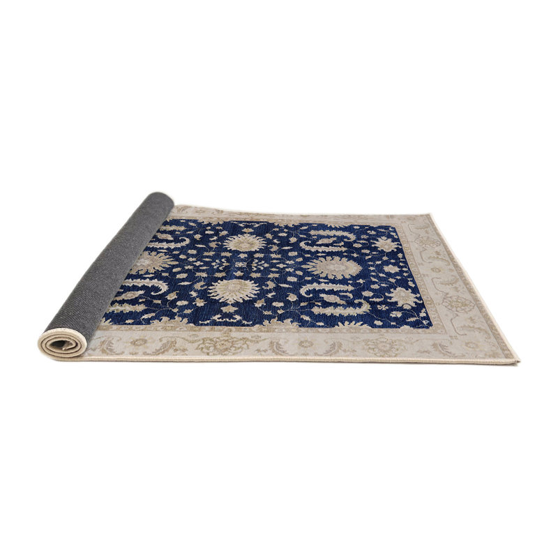 Tapis oriental bleu / beige Kachayr, Rond 8 pi