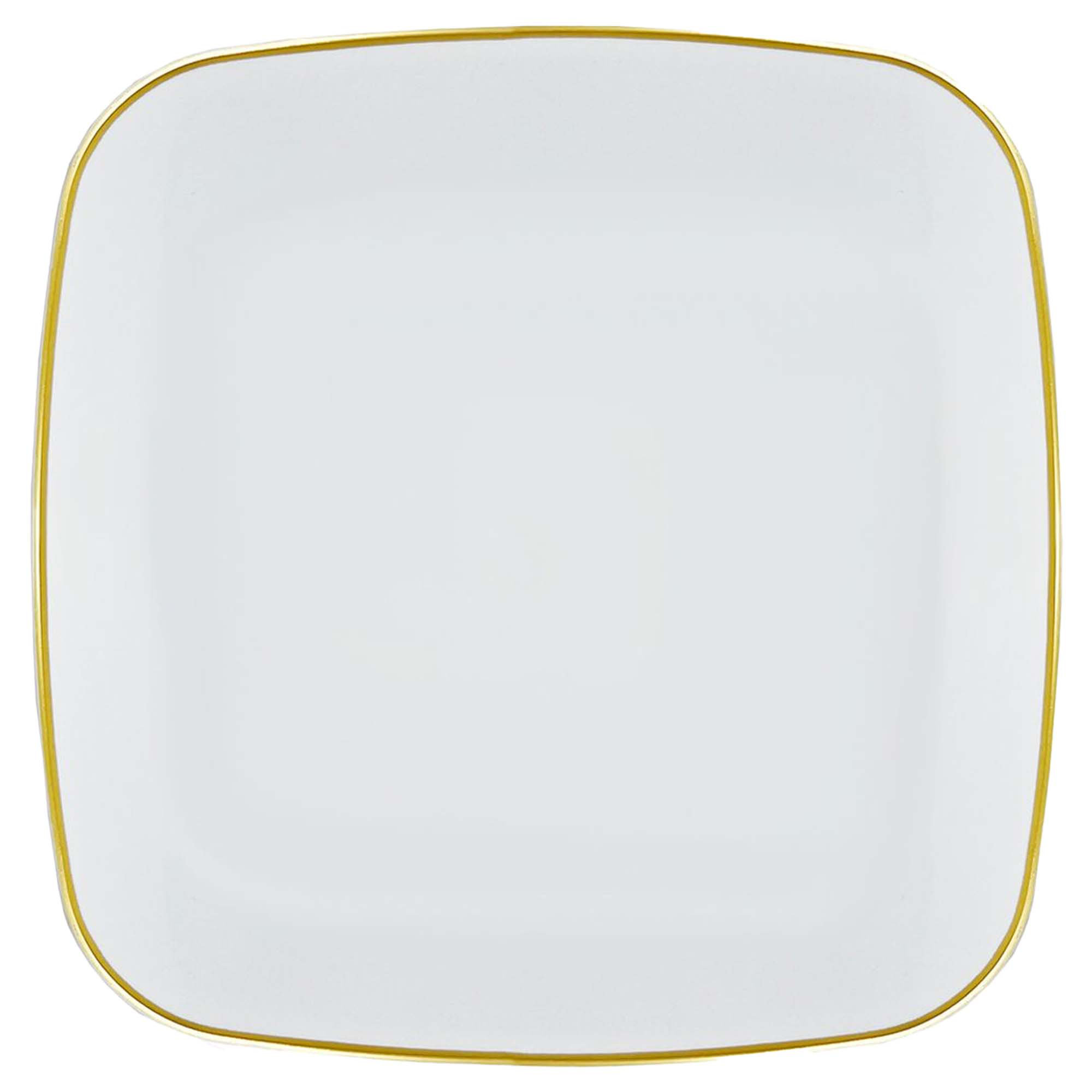 Ecoquality 10 Inch Square White Plastic Plates With Gold Rim 10 Guests ...
