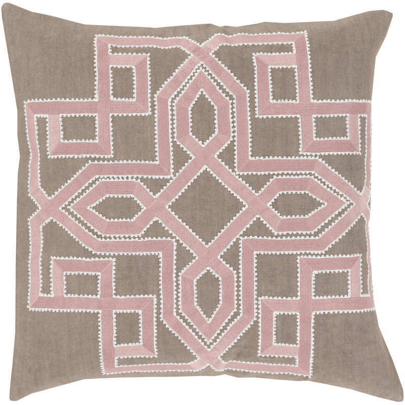 Geometric Throw Pillow, 18" x 18", Camel/Rose, No Fill