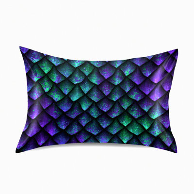 Cooling Silk Dragon Scales Pillowcase - Envelope Closure, Standard Size - Slip Texture for Hair - Breathable Pillow Covers - 20x26 inches