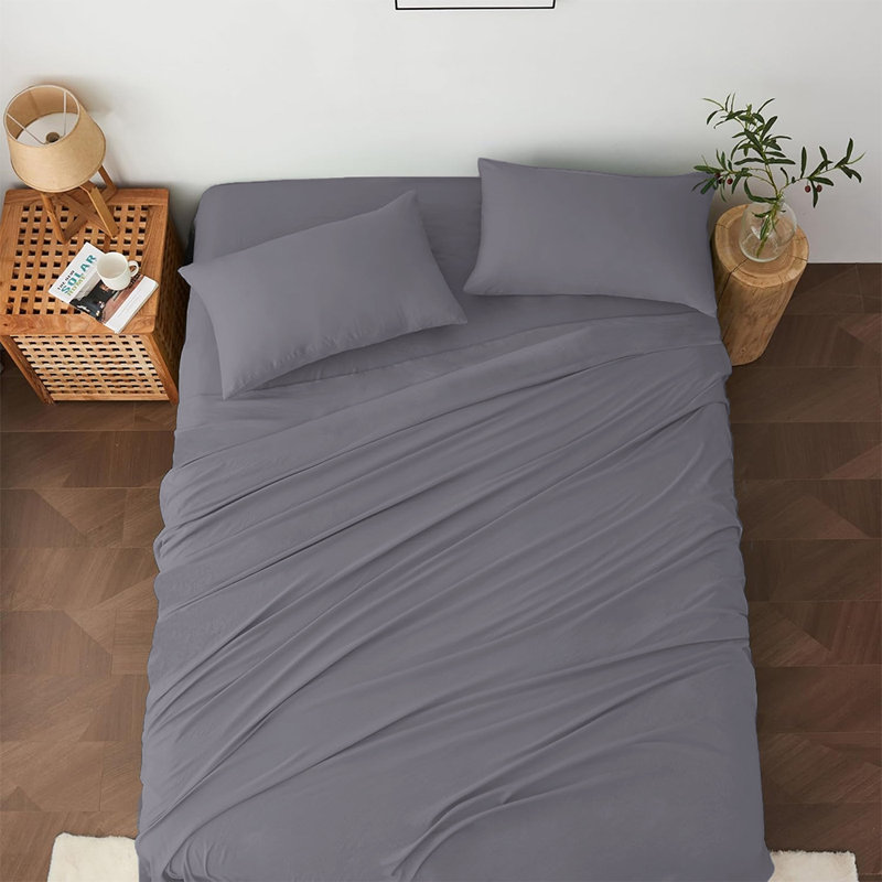 Nahama 100% Cotton Machine Woven Flat Sheet, Super King (6'), Grey