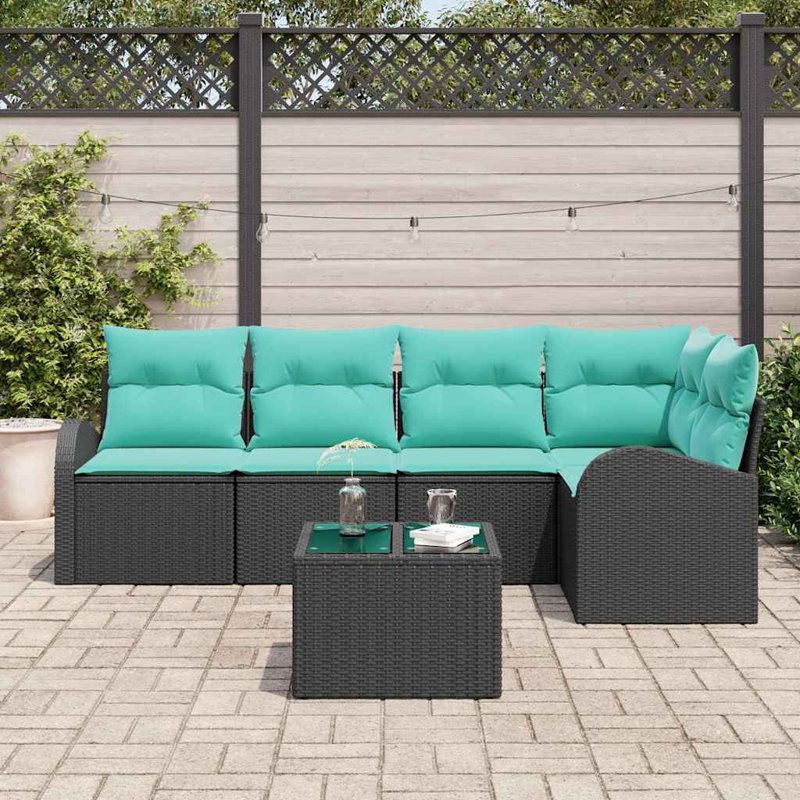 Ensemble de canapé de jardin vidaXL, Coussin bleu / cadre noir