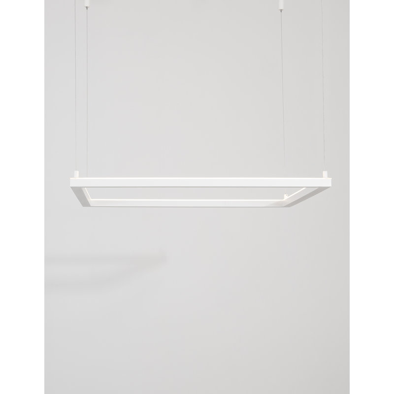 1 - Light LED Geometric Pendant, White, 120cm H x 75cm W x 75cm D