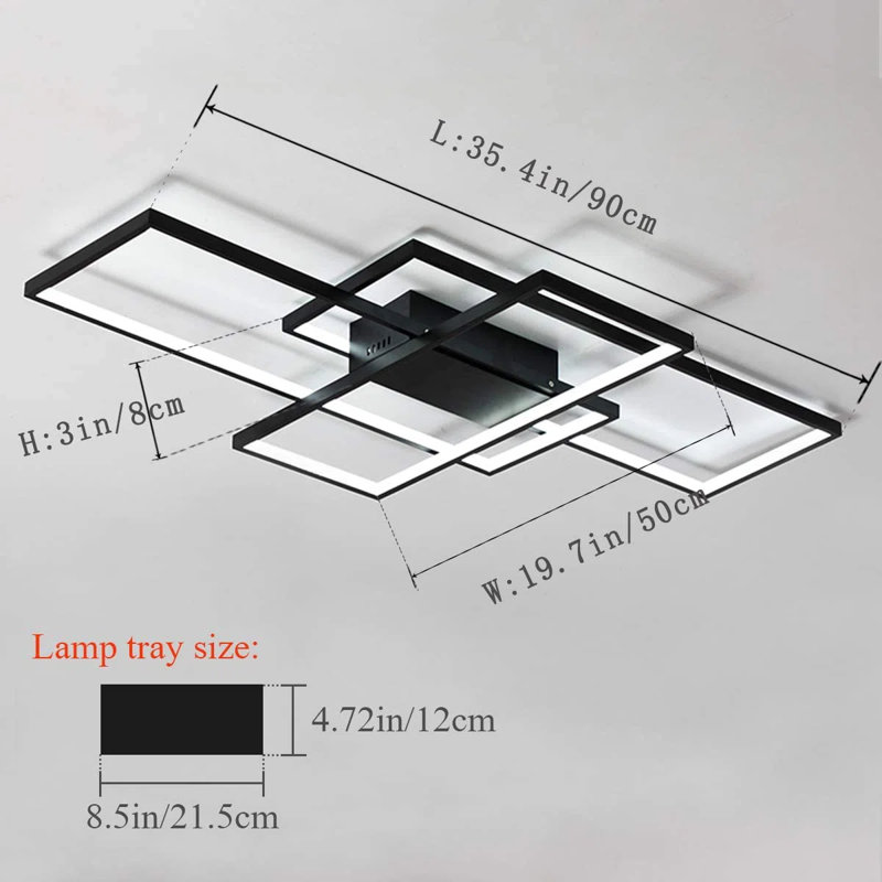Arlyn 3 - Light LED Flush Mount, 3" H x 35.4" W x 19.7" D, Black