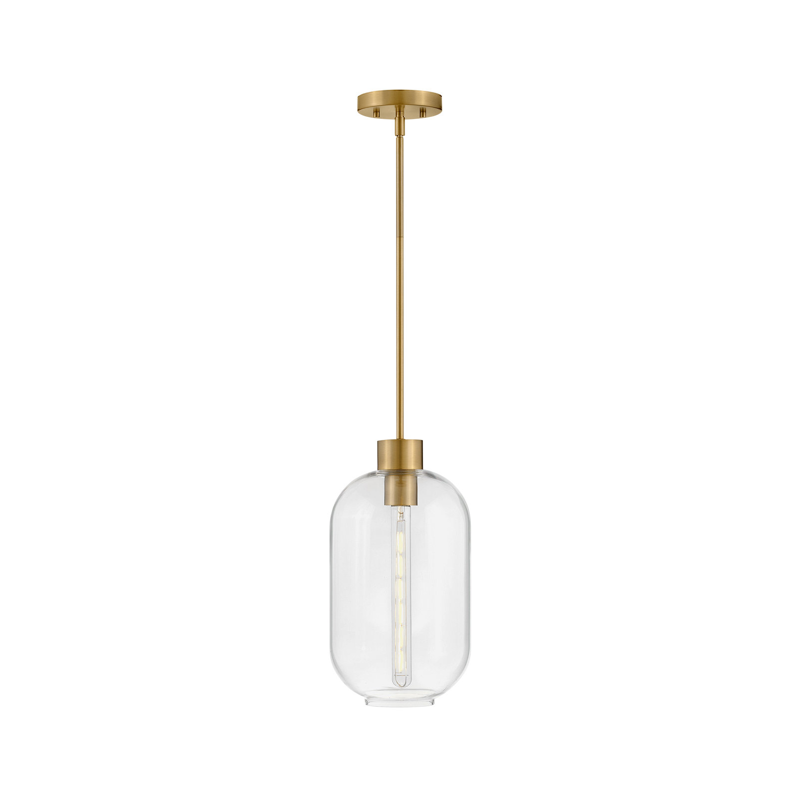 Carlene Single Light Glass Pendant, Lacquered Brass