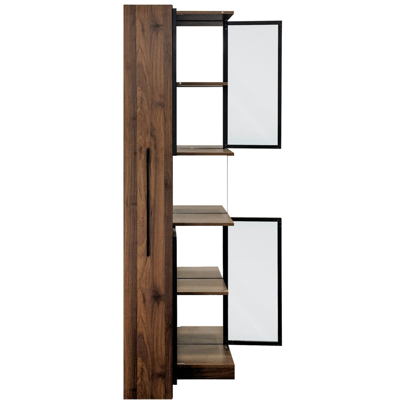 Vitrine de porte en verre 70 po, 5 rangements réglables, trois modes d'éclairage, idéale pour la salle à manger 70 5