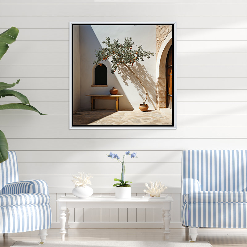 Plage, solitude, arbre, vision, H 16 po x l 16 po x P 1 po, Cadre flottant blanc