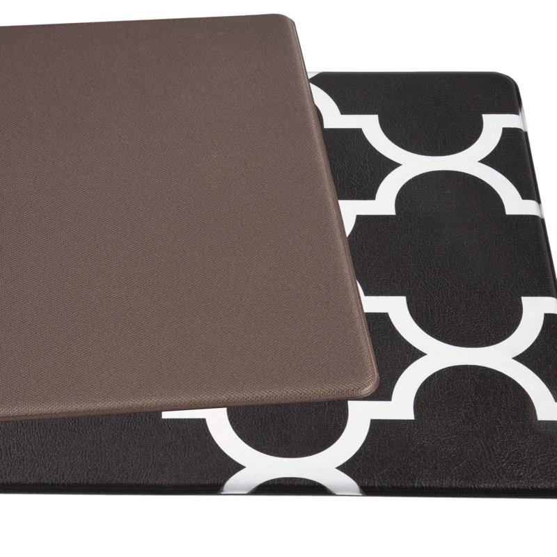 Fran Modern & Contemporary Geometric Synthetic Water Resistant Anti-Fatigue Non-Skid Kitchen Mat, Rectangle 1'6" x 3'11''