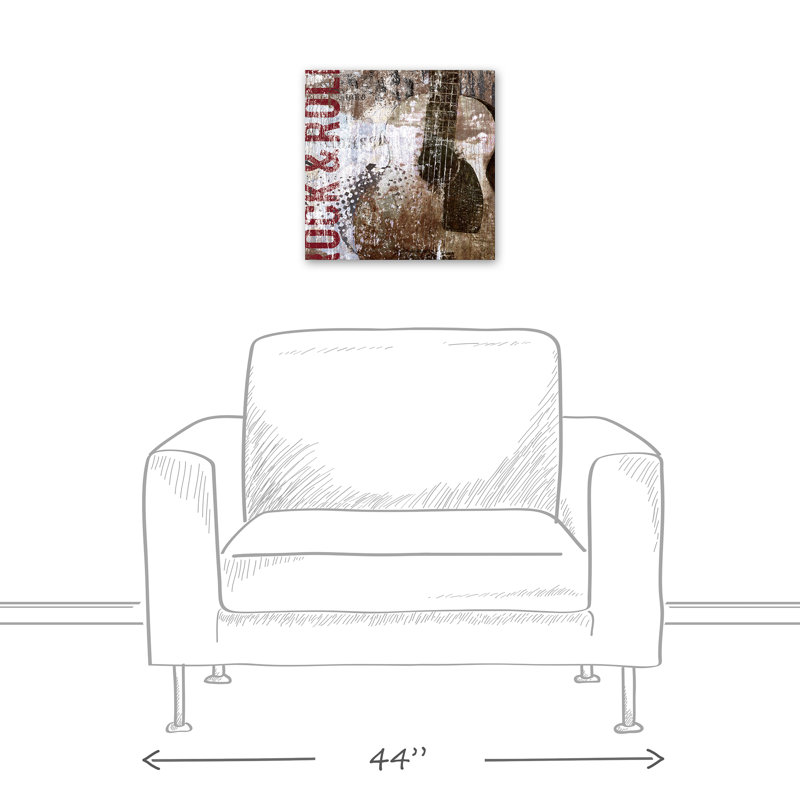 Guitare Rock and Roll sur toile, H 12 po x l 12 po x P 1,25 po