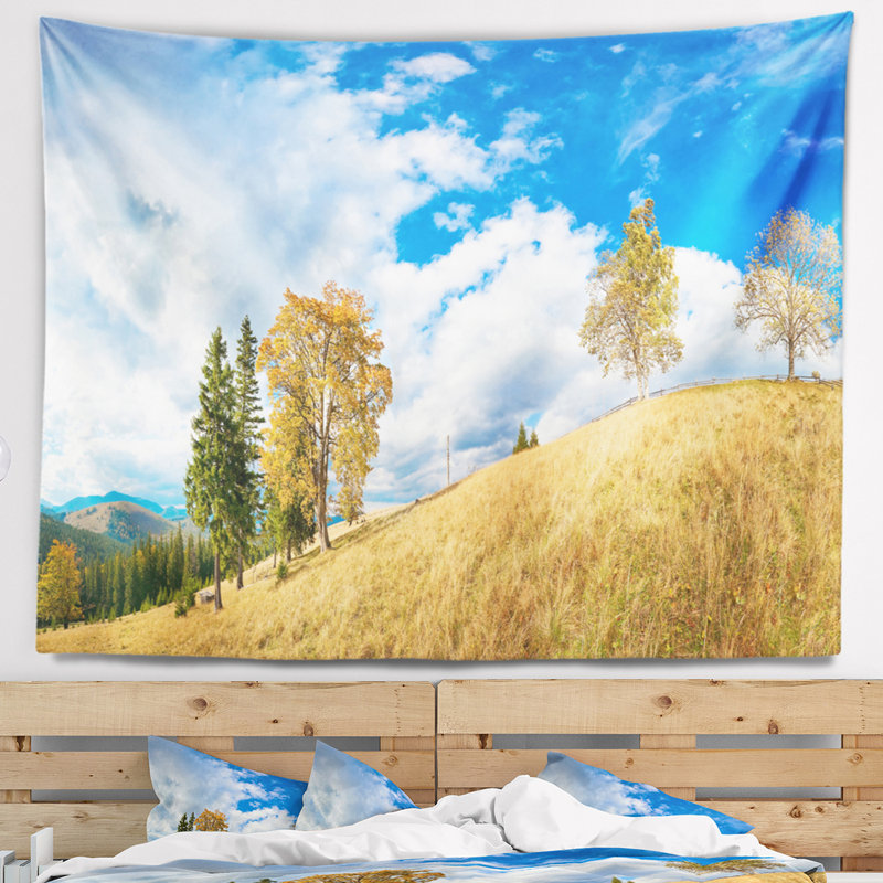 Paysage, paysage, montagne, automne, tapisserie, H 50 po x l 60 po