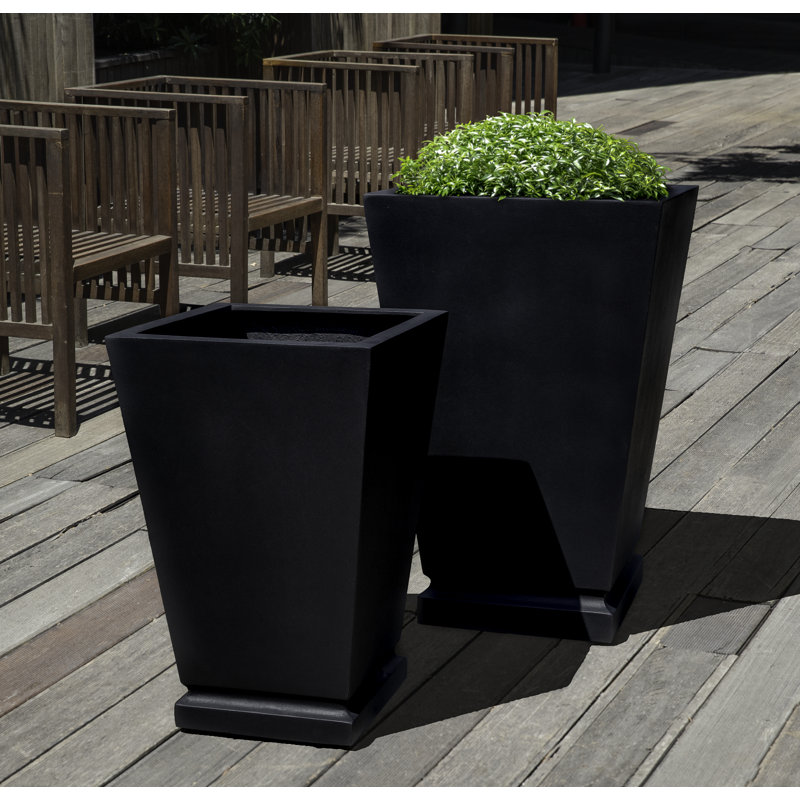 Westmere Handmade Planter, Onyx Black Lite, 27.5" H x 17.75" W x 17.75" D