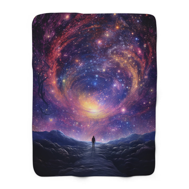 Interstellar Impressions - couverture sherpa 1 pièce de qualité supérieure - reproduction d'art luxueuse, Grand lit