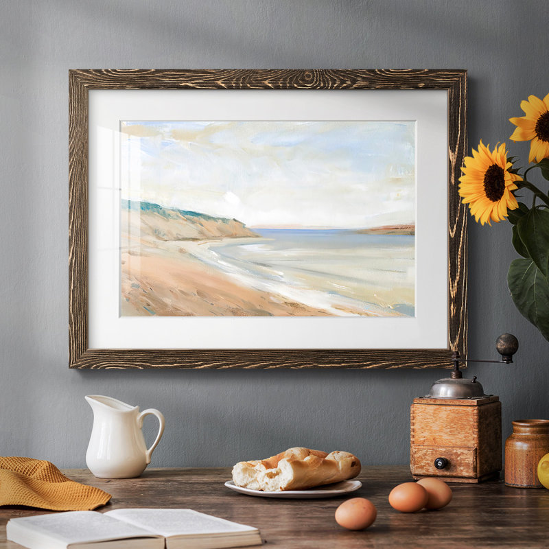 Shoreline Study I " Shoreline Study I " Painting Print, White, Walnut, 22" H x 32" W x 1.5" D