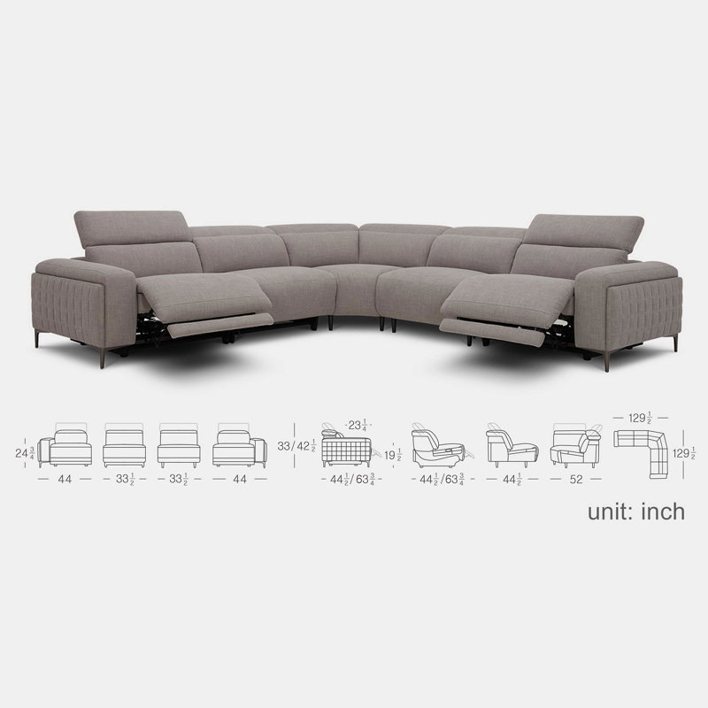 Canapé modulaire Kristof 130 po Kristof, Gris foncé
