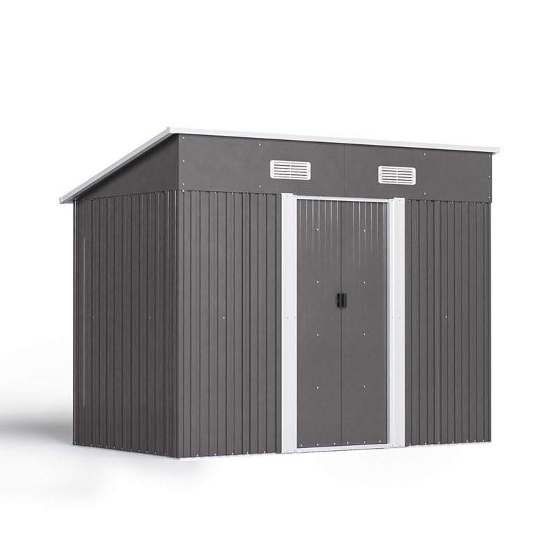 8ft. W x 4ft. D Metal Pent Garden Shed, Black