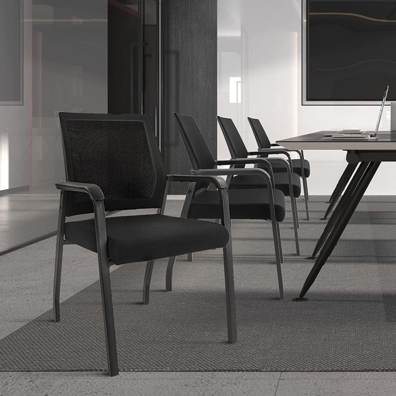 Black Mesh Stacking Office Chair with Metal Frame