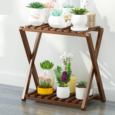 Support pour plante pliable en bambou 2 niveaux