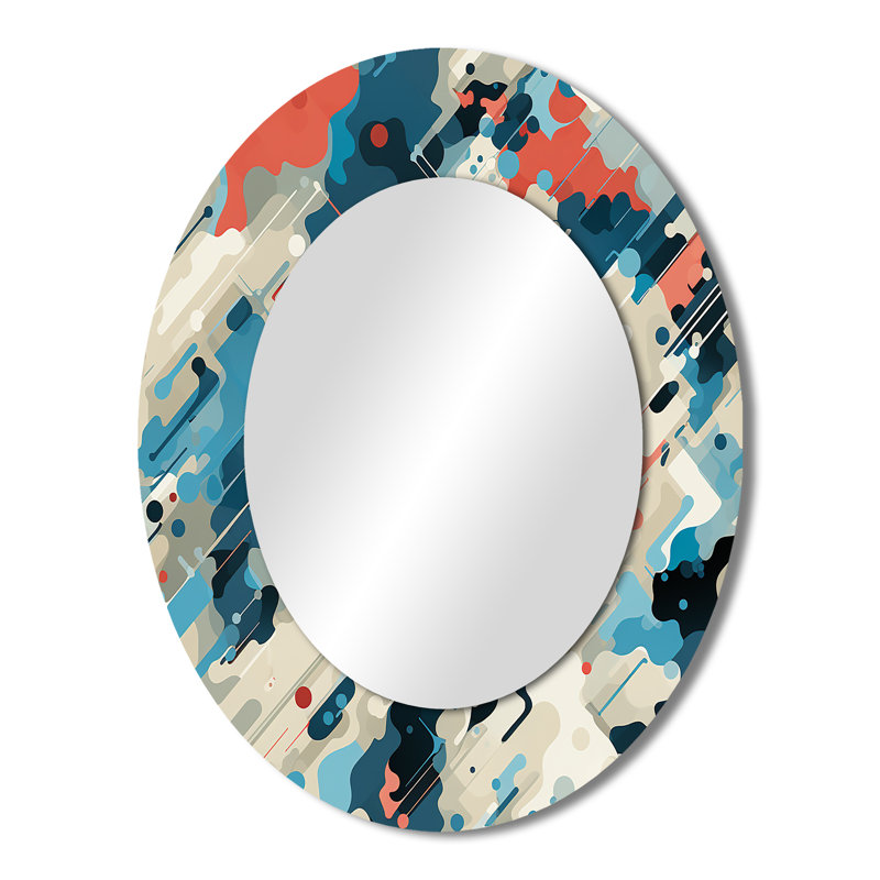 Cuber Techno Concealment - Blue Oval Wall Mirror Decor, 43" H x 33" W