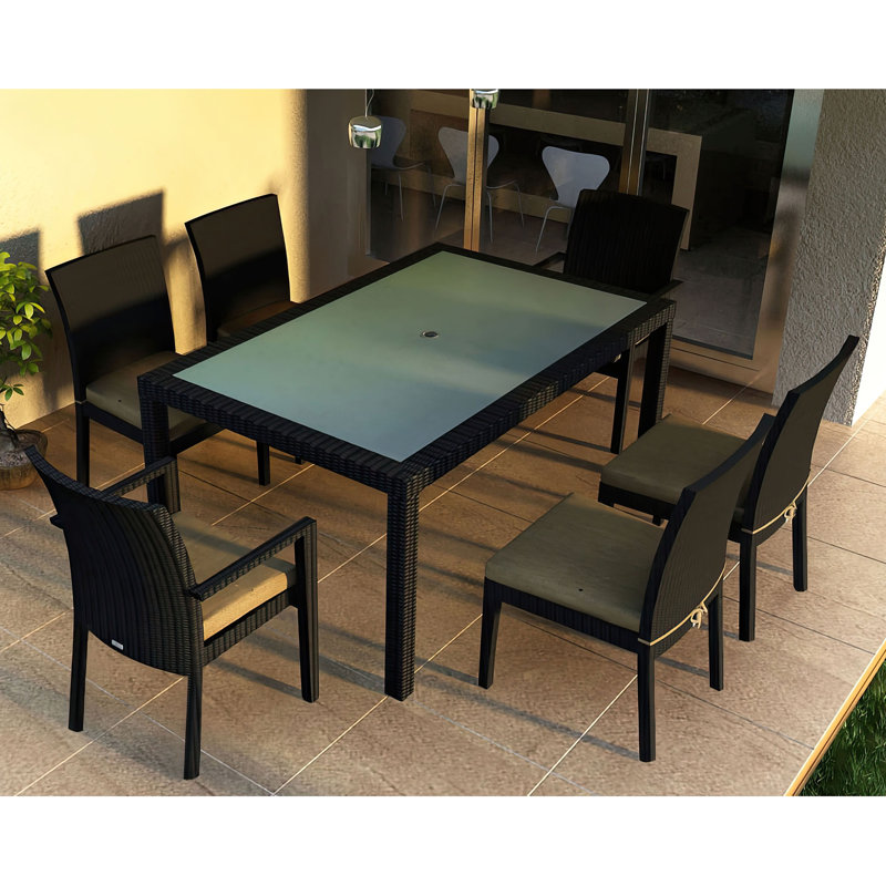Urbana Outdoor - Piece Dining Set, Canvas Charcoal Sunbrella® Canvas, Coffee Bean, 8