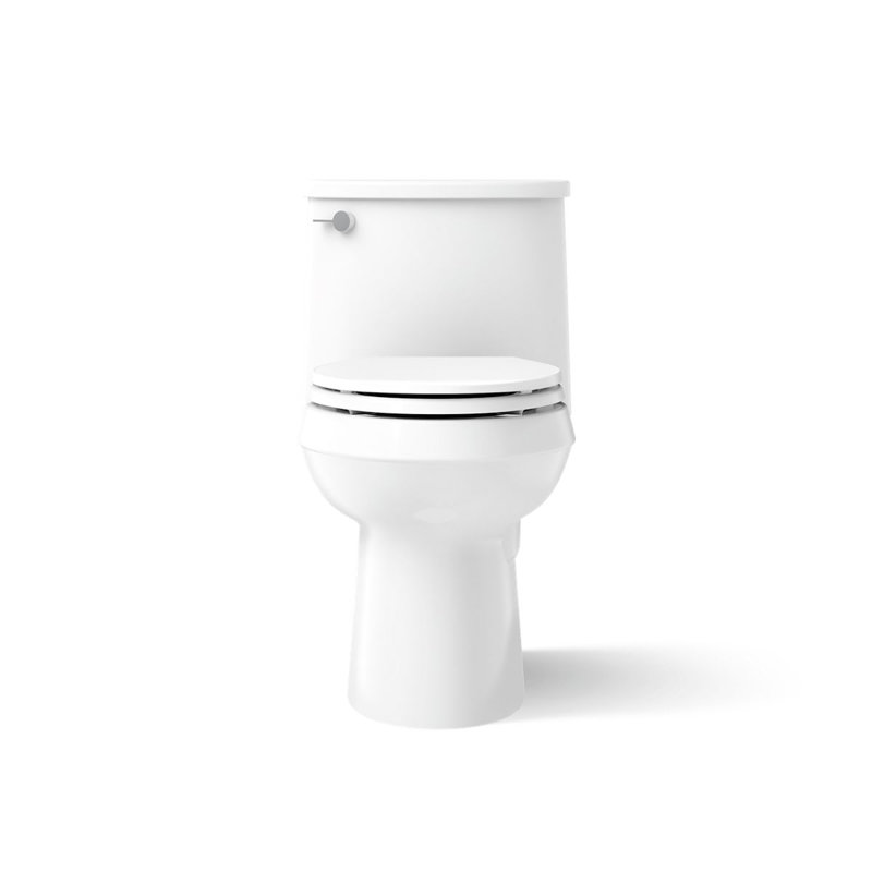 Toilette monopièce allongée économe en eau de 1,28 GPF Adair (siège inclus), Blanc, Côté gauche