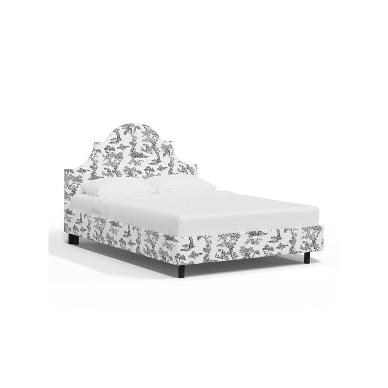 Red from Scalamandre Crafted by Cloth & Company Geneva Platform Bed in Pattern, Queen, Scm Toile Noir Linen