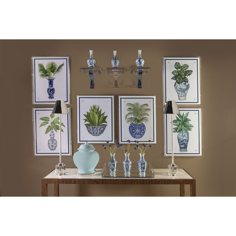 Jardin de vases ronds bleus
