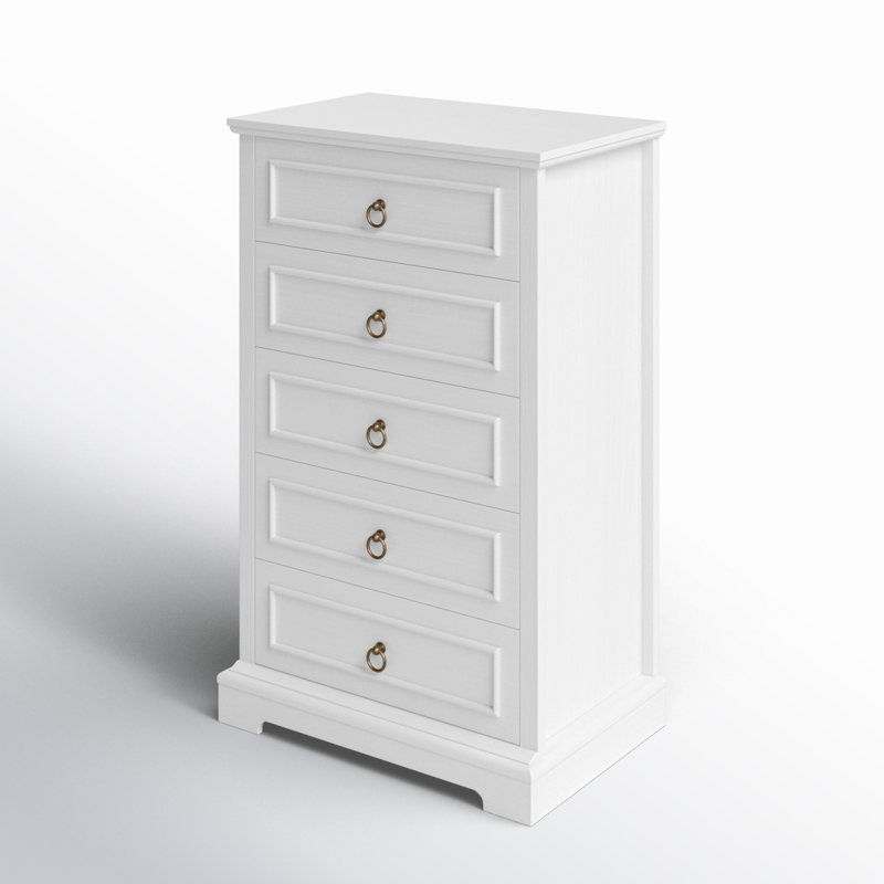 Commode 5 tiroirs Amry, Blanc