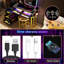Dressing Table with Human Sensor RGB Lights, Tempered Glass Top, and Quick-Charging Station-447472115