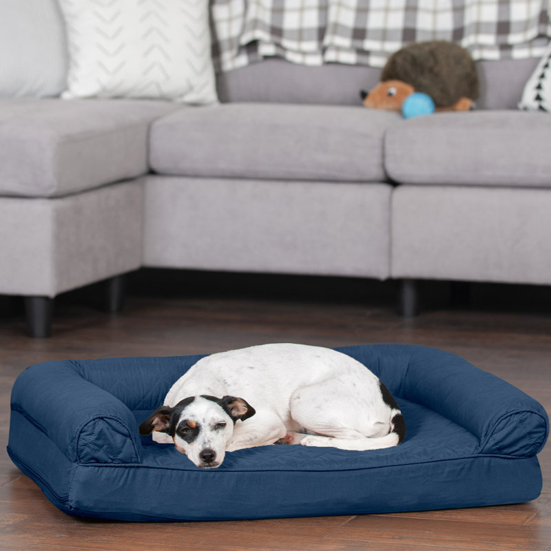Medium Navy Orthopedic Quilted Foam Pet Sofa Bed