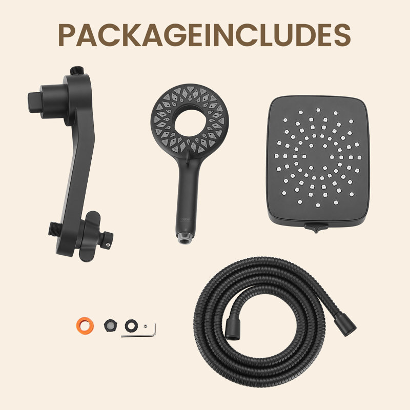 Magnetic 2-in-1 Dual Shower Head with 5-Spray Handheld Shower and 70-Inch Hose Wall Mount Matte Black, Matte Black