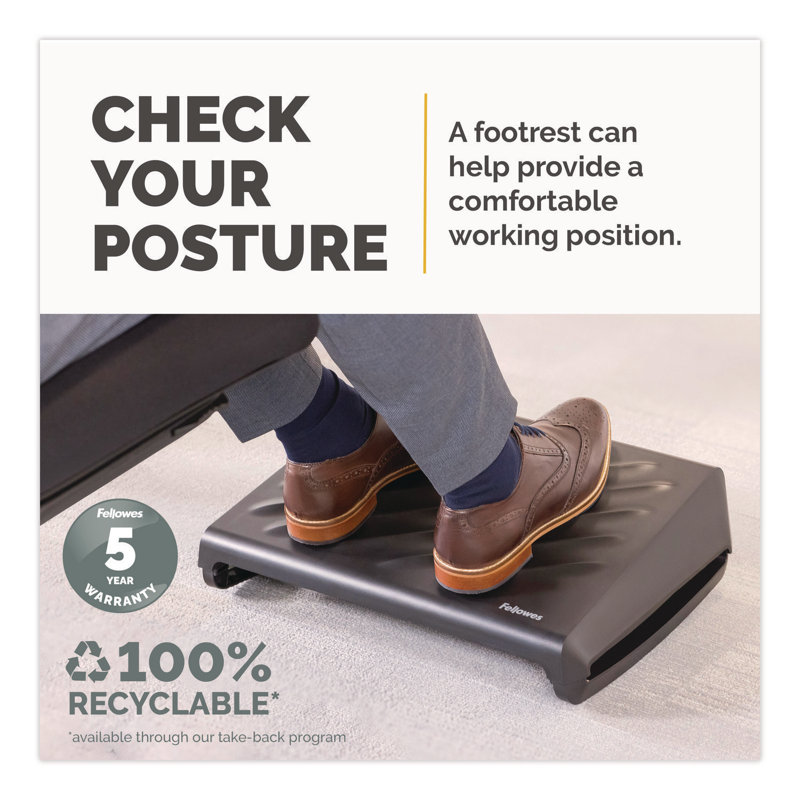 Breyta Black Adjustable Ergonomic Foot Rest with Textured Surface