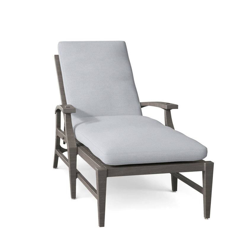 Croquet Aluminum Outdoor Chaise Lounge, No Welt, Slate Gray, Linen Chambray