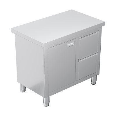 Table de travail en acier inoxydable de 36 po avec armoire à porte coulissante